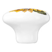 Bijen op een zonnebloem keramische knop (Zijkant)