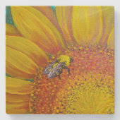 Bijen op een Zonnebloem Onderzetter (Voorkant)