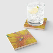 Bijen op een Zonnebloem Onderzetter (Zijkant)