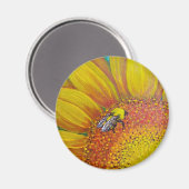 Bijen op een Zonnebloemmagneet Magneet (Voorkant / Achterkant)