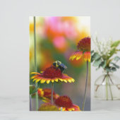 Bijen op Gaillardia Briefpapier (Staand voorkant)