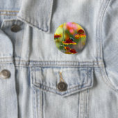 Bijen op Gaillardia Ronde Button 5,7 Cm (In situ)