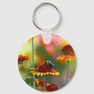 Bijen op Gaillardia Sleutelhanger