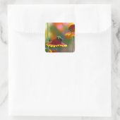 Bijen op Gaillardia Vierkante Sticker (Tas)