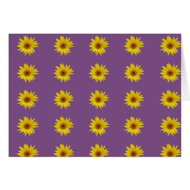 Bijen op geel zonnebloempatroon op paarse (Voorkant Horizontaal)