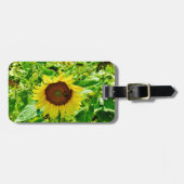 Bijen op gele zonnebloem bagagelabel (Voorkant horizontaal)