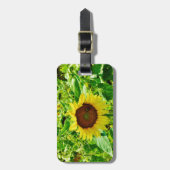 Bijen op gele zonnebloem bagagelabel (Voorkant verticaal)