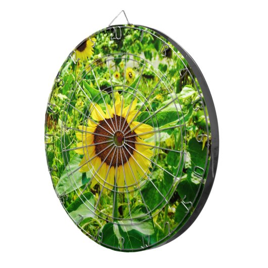 Bijen op gele zonnebloem dartbord (Voorkant Rechts)