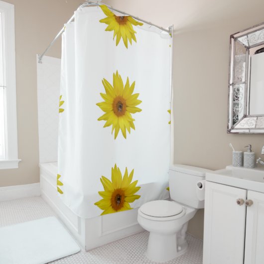 Bijen op gele zonnebloem douchegordijn (In situ)