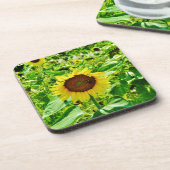 Bijen op gele zonnebloem drankjes onderzetter (Linkerzijde)