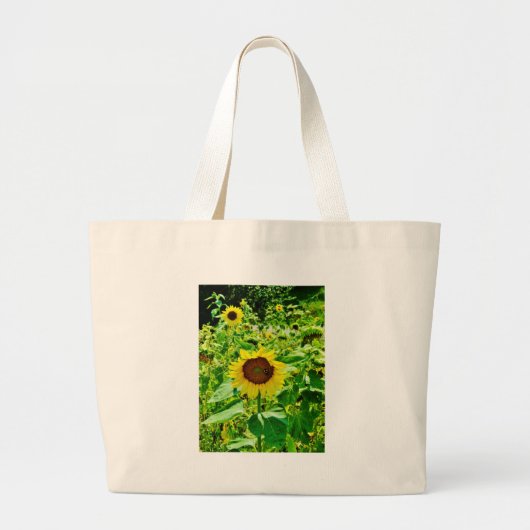 Bijen op gele zonnebloem grote tote bag (Voorkant)
