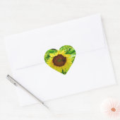 Bijen op gele zonnebloem hart sticker (Envelop)