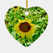 Bijen op gele zonnebloem keramisch ornament (Voorkant)