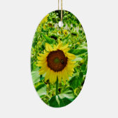 Bijen op gele zonnebloem keramisch ornament (Rechts)