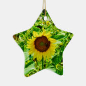 Bijen op gele zonnebloem keramisch ornament (Rechts)