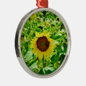 Bijen op gele zonnebloem metalen ornament (Rechts)