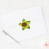 Bijen op gele zonnebloem ster sticker (Envelop)