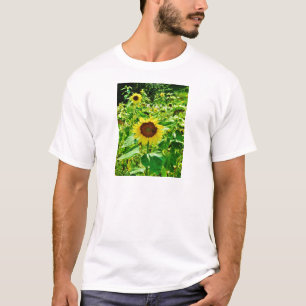 Bijen op gele zonnebloem t-shirt