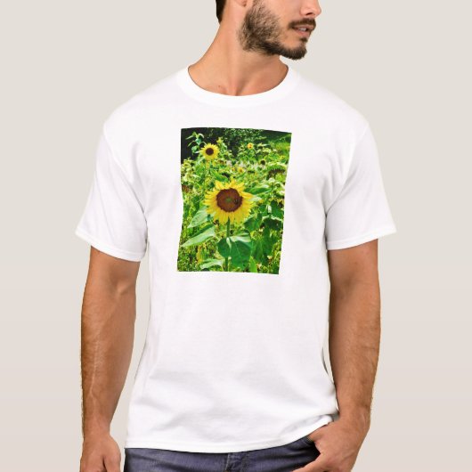 Bijen op gele zonnebloem t-shirt (Voorkant)