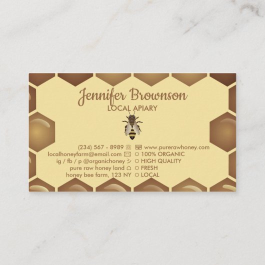 Bijen op het Honeycomb Apiarist boerderij Visitekaartje (Achterkant)