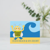 Bijen op het strand briefkaart (Staand voorkant)