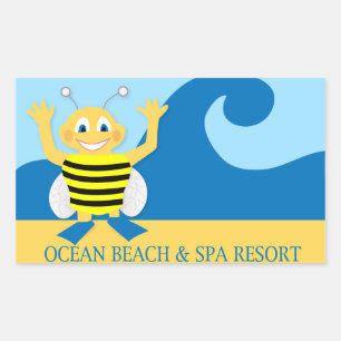 Bijen op het strand rechthoekige sticker