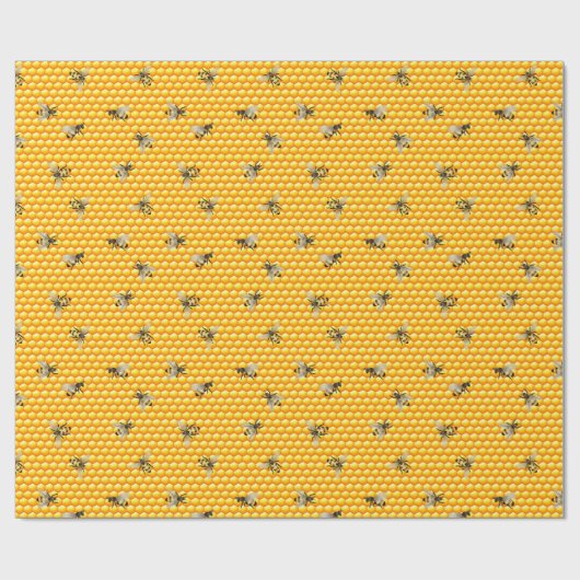 Bijen op Honeycomb Amber Pattern Gift Cadeaupapier (Vlak)