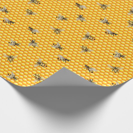 Bijen op Honeycomb Amber Pattern Gift Cadeaupapier (Hoek)