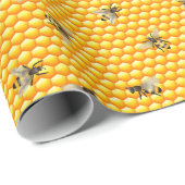 Bijen op Honeycomb Amber Pattern Gift Cadeaupapier (Rol Hoek)