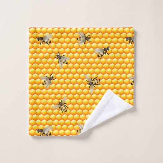 Bijen op Honeycomb Bath Towel Set Bad Handdoek (Wasdoekje)