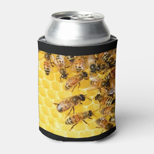 Bijen op Honeycomb Can Coozy Blikjeskoeler (Blikje Voorkant)