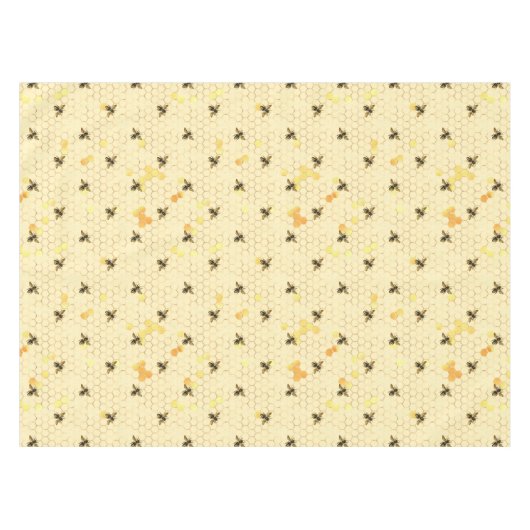 Bijen op Honeycomb Pattern Gold Yellow Tafelkleed (Voorkant (Horizontaal))