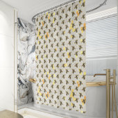 Bijen op Honeycomb Pattern Yellow Gold Grey Douchegordijn