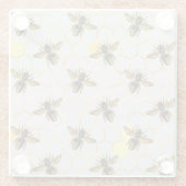 Bijen op Honeycomb Pattern Yellow Gold Grey Glazen Onderzetter (Achterkant)