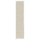 Bijen op Honeycomb Pattern Yellow Gold Grey Korte Tafelloper (Voorkant)