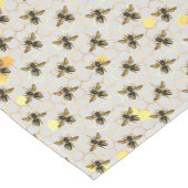 Bijen op Honeycomb Pattern Yellow Gold Grey Korte Tafelloper (Hoek)