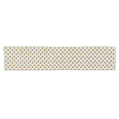 Bijen op Honeycomb Pattern Yellow Gold Grey Korte Tafelloper (Horizontaal)