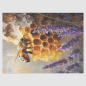 Bijen op honingkam met lavendelbloemen Decoupage Tissuepapier (Voorkant)