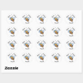 Bijen op honingpotten ronde sticker (Vel)