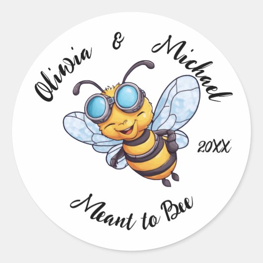 Bijen op honingpotten ronde sticker (Voorkant)