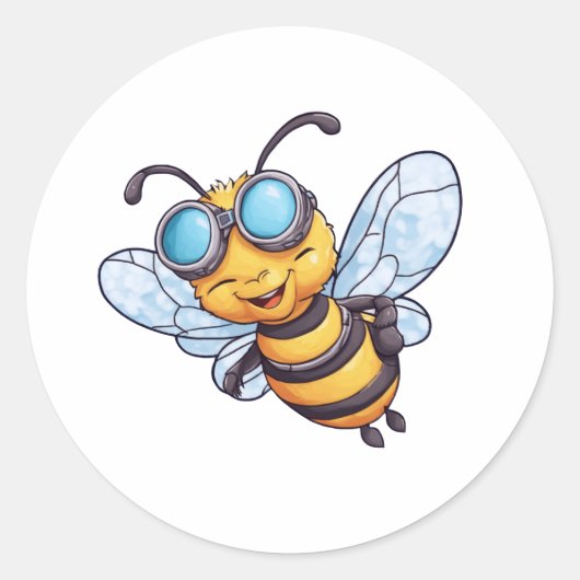 Bijen op honingpotten ronde sticker (Voorkant)