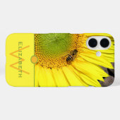 Bijen op Initiaal met zonnebloem Letter-monogram Case-Mate iPhone Case (Achterkant (horizontaal))