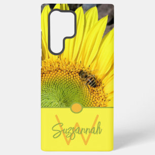 Bijen op Initiaal met zonnebloem Letter-monogram Samsung Galaxy Hoesje
