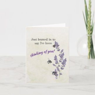 Bijen op Lavendel Bloemen Denken aan U Nota Kaart
