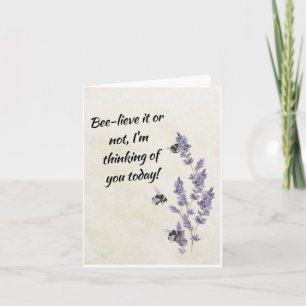 Bijen op Lavendel Bloemen Denken aan U Nota Kaart