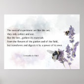 Bijen op Lavendel met Da Vinci Quote Print (Voorkant)