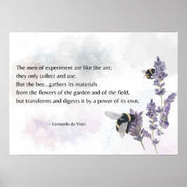 Bijen op Lavendel met Da Vinci Quote Print