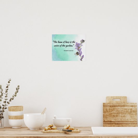 Bijen op Lavendel met Quote over Bijen Print (Keuken)