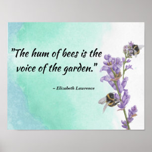 Bijen op Lavendel met Quote over Bijen Print