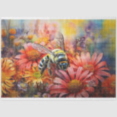 Bijen op Levendige Bloemen 3 Decoupage Tissue Pape Tissuepapier (Voorkant)